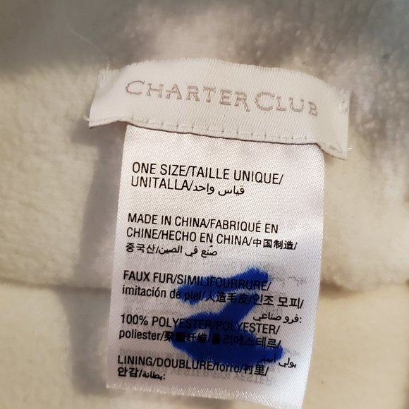 Charter Club Bomber Hat Christmas Sequin Reindeer Antlers White Plush One Size - Picture 6 of 6